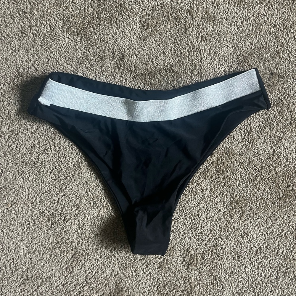 boohoo black and silver bikini‎ bottoms